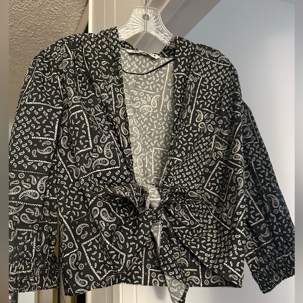 Zara tie up blouse